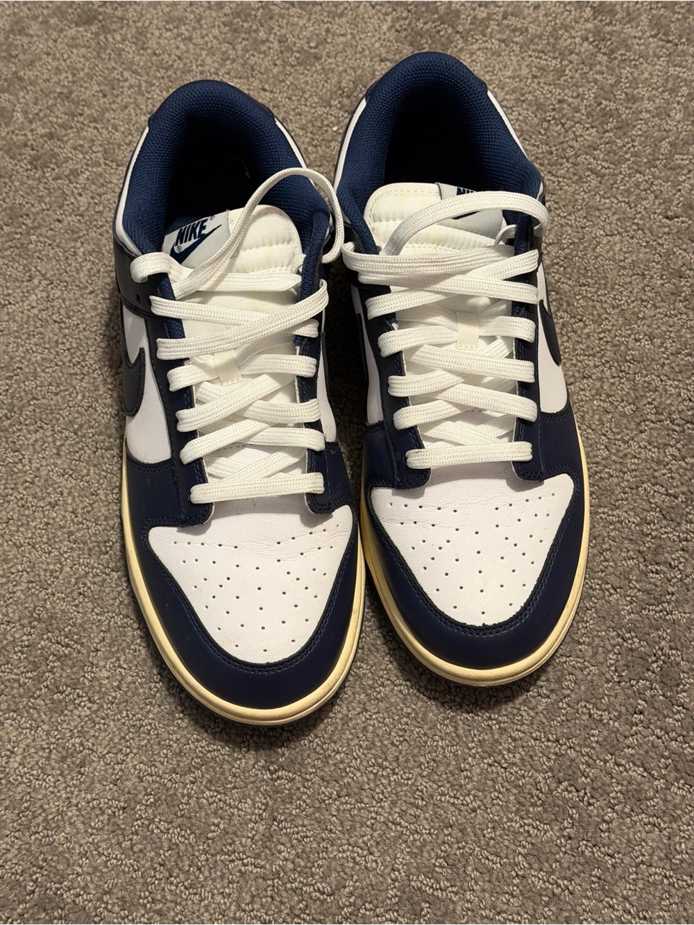 Nike Men’s Navy and White Low Top Sneakers with Cream Midsole